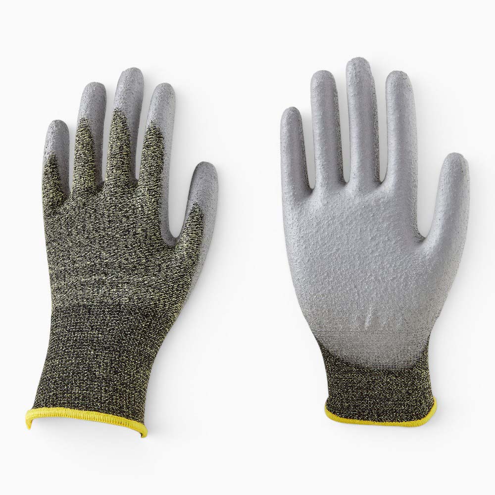 Kevlar Camouflage Aramid Fibers with stainless steel wire knitted liner coated PU on palm