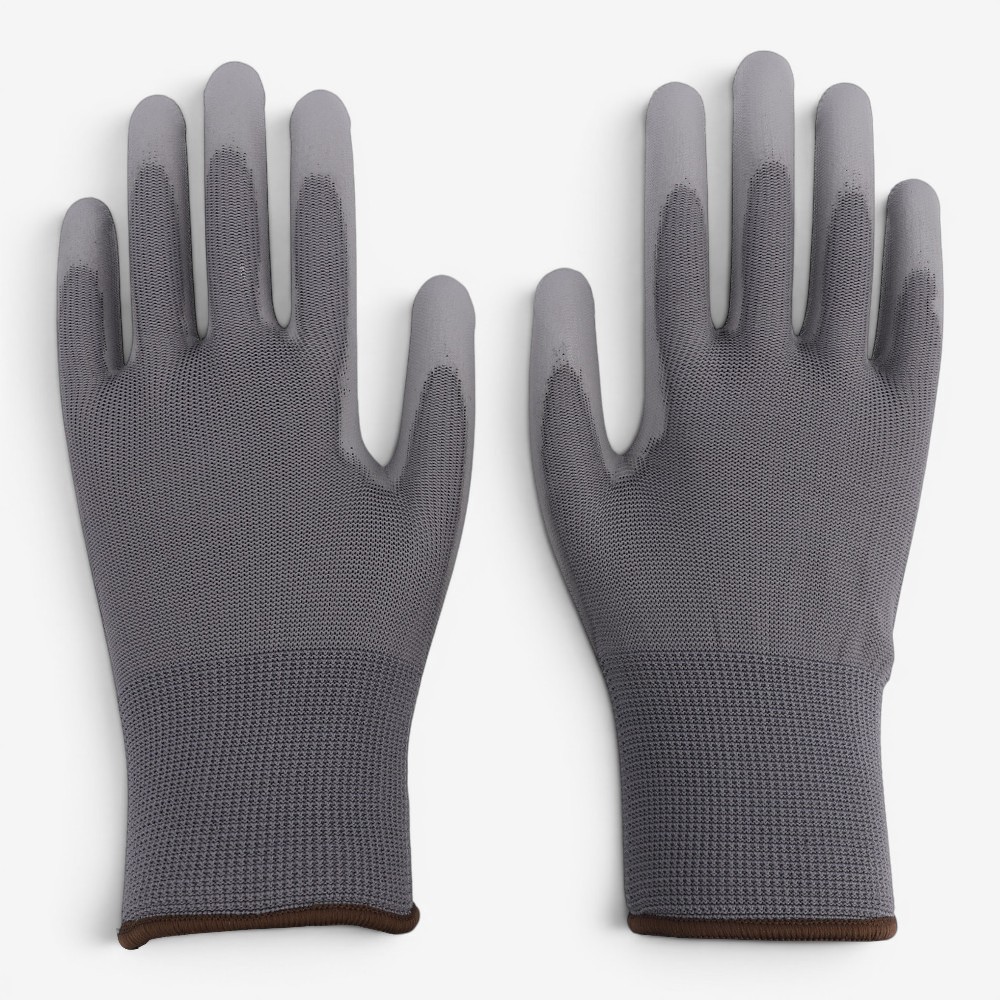 13 Gauge Nylon/Polyester Liner Coated Grey PU on Palm Glove - Image 2
