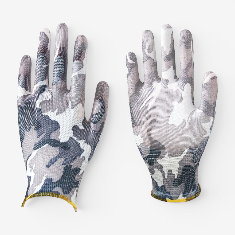 13 Gauge Floral Print Polyester Liner Coated PU on Palm Glove - Image 10