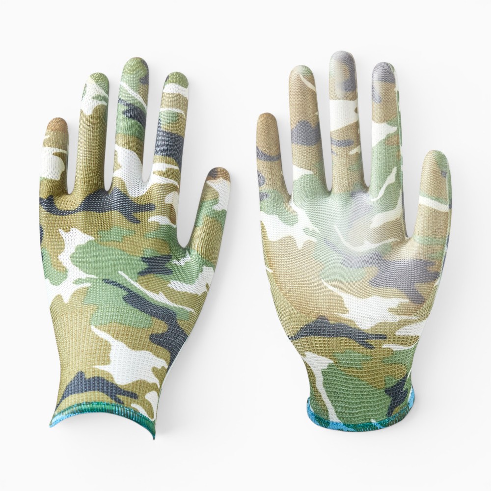 13 Gauge Floral Print Polyester Liner Coated PU on Palm Glove - Image 11