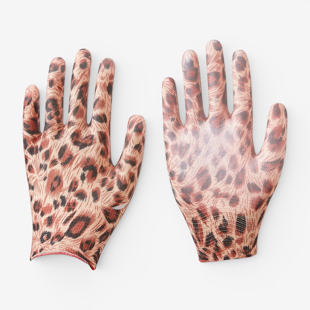 13 Gauge Floral Print Polyester Liner Coated PU on Palm Glove - Image 8