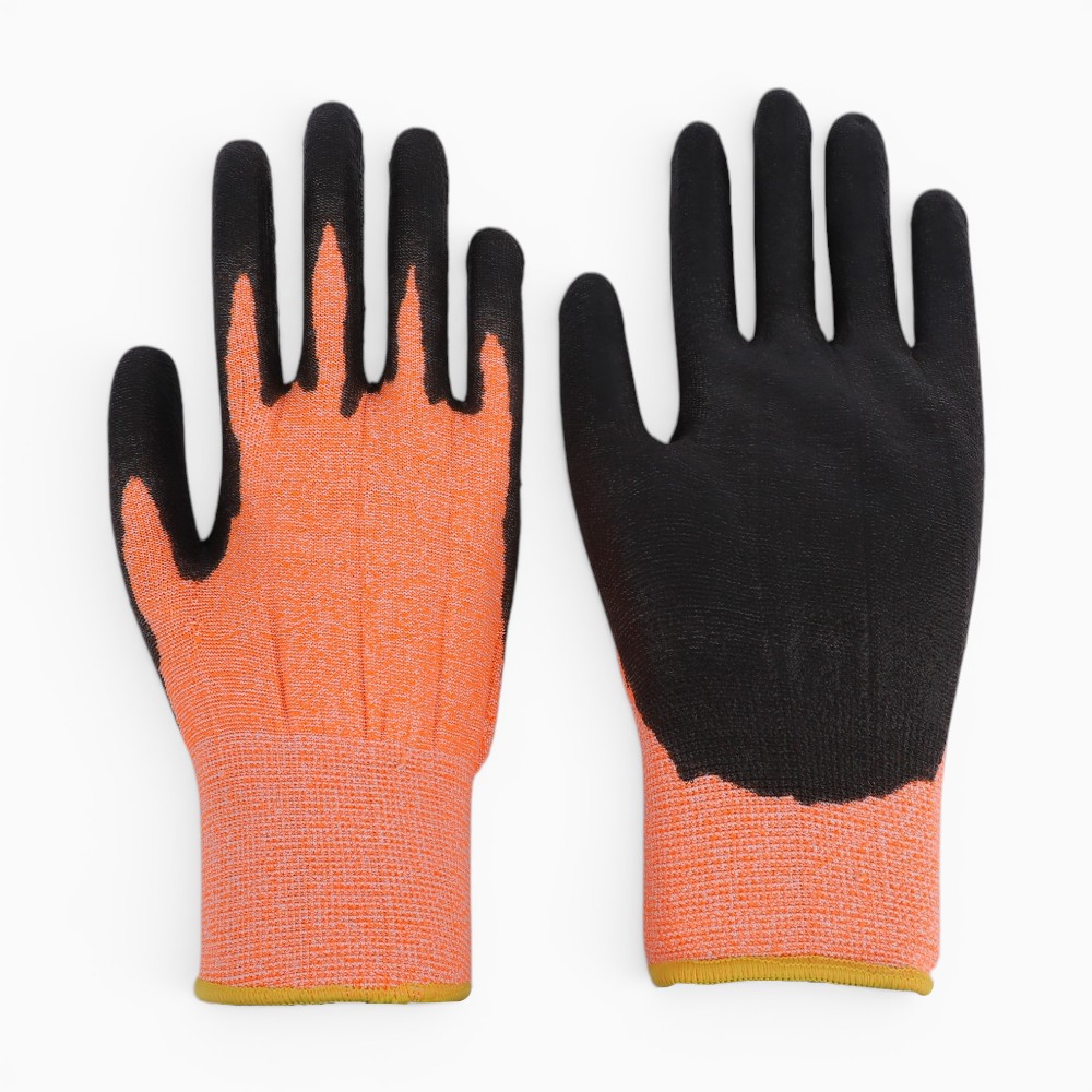 Anti cut Polyester HPPE glassfiber level 5 PU dipping on palm working glove - Image 2