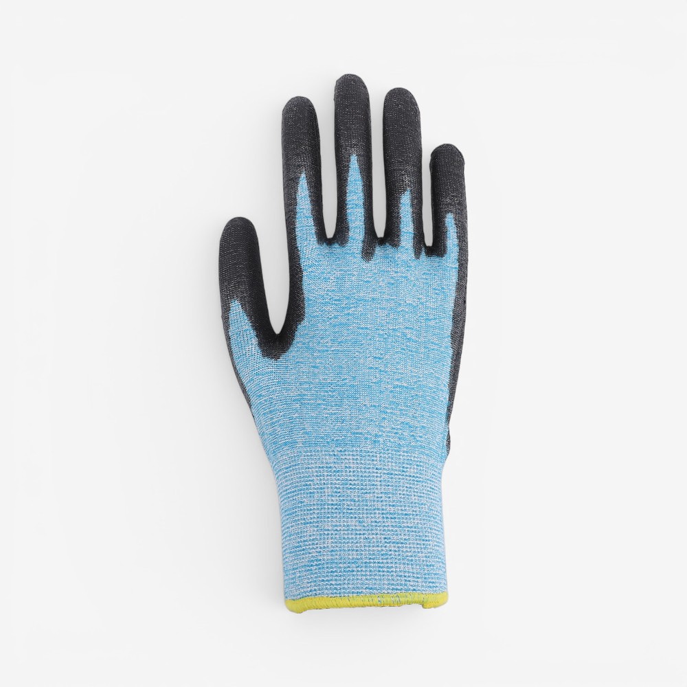 Anti cut Polyester HPPE glassfiber level 5 PU dipping on palm working glove - Image 5