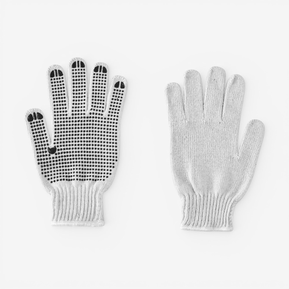 10G Natural Poly Cotton PVC Dotted Construction Safety Gloves - Image 3
