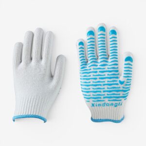 10G Natural Poly Cotton PVC Dotted Palm Work Gloves