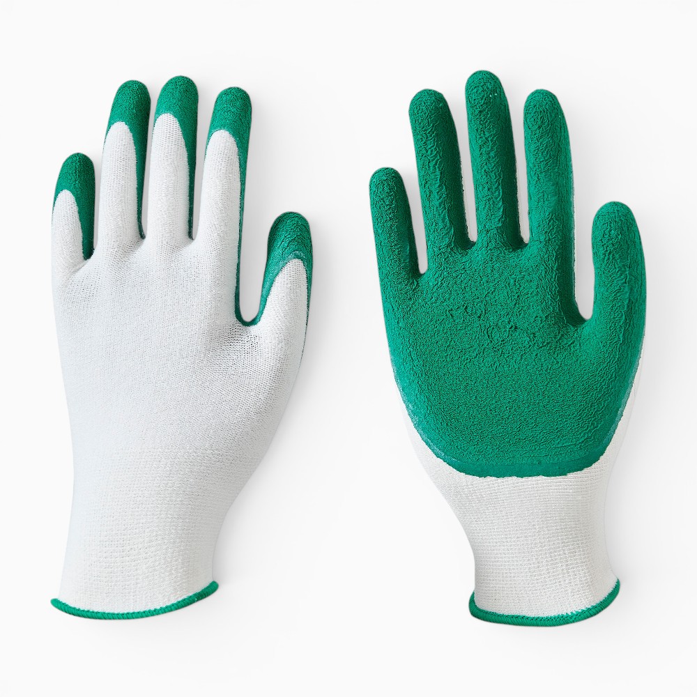 13G Bamboo Fiber Crinkle Latex Palm Coated Work Gloves