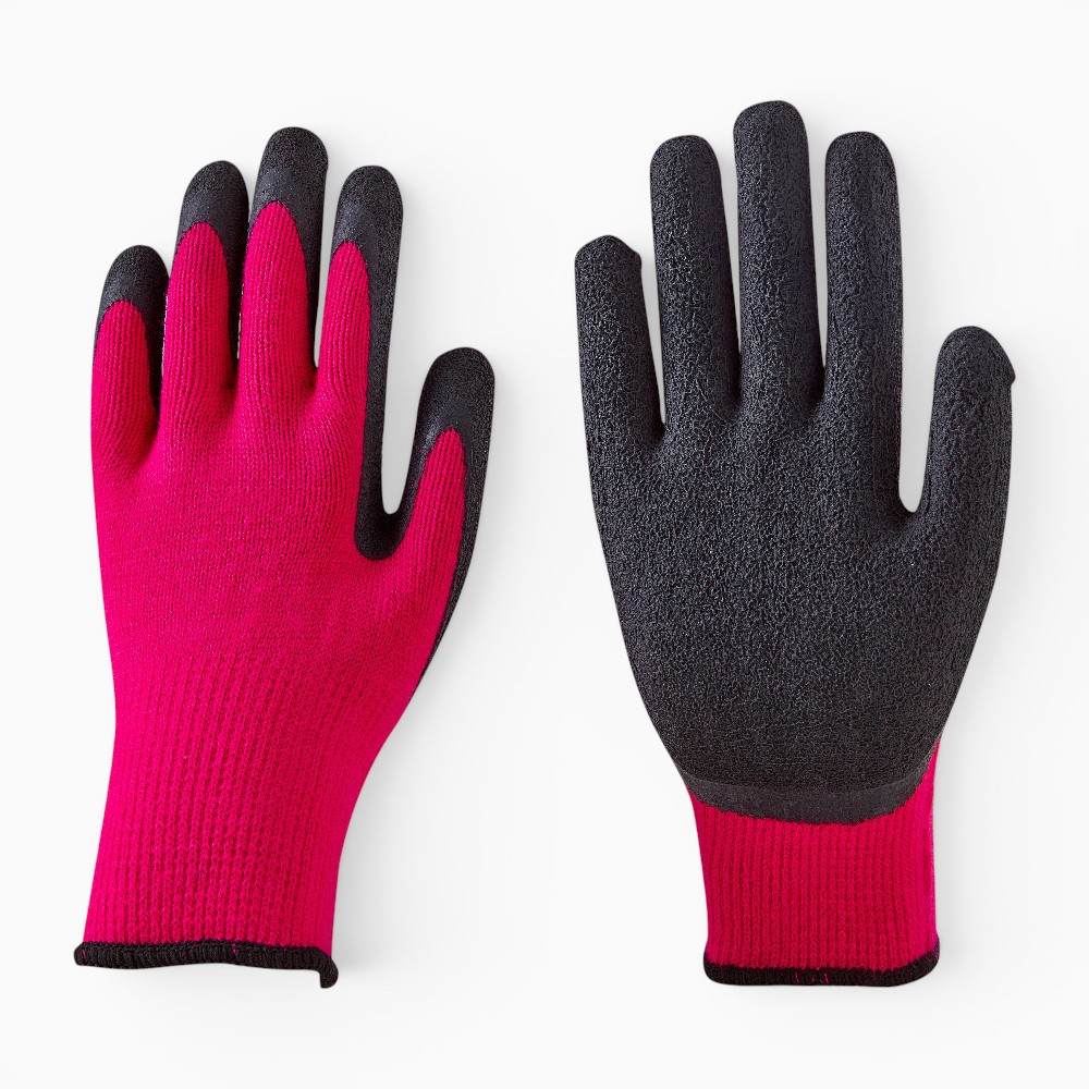 7G Cotton Liner Black Wrinkle Sandy Latex Coated Work Gloves - Image 2