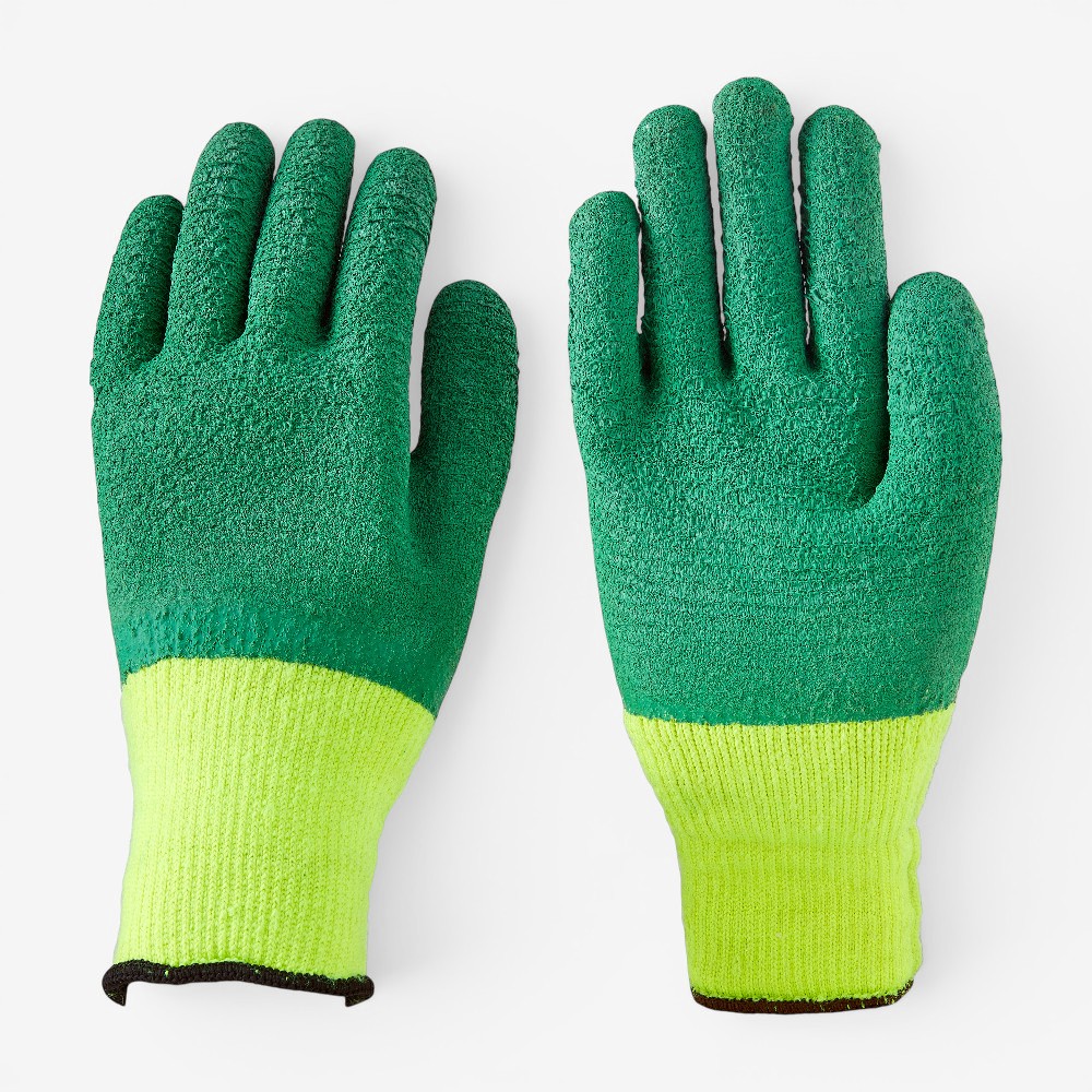 10G Cotton Interlock Full Latex Coated Open Back Wrinkle Grip Gloves