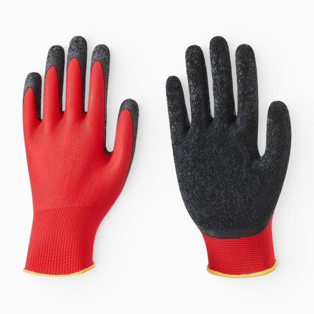 13G Polyester Wrinkle Latex Palm Coated Work Gloves