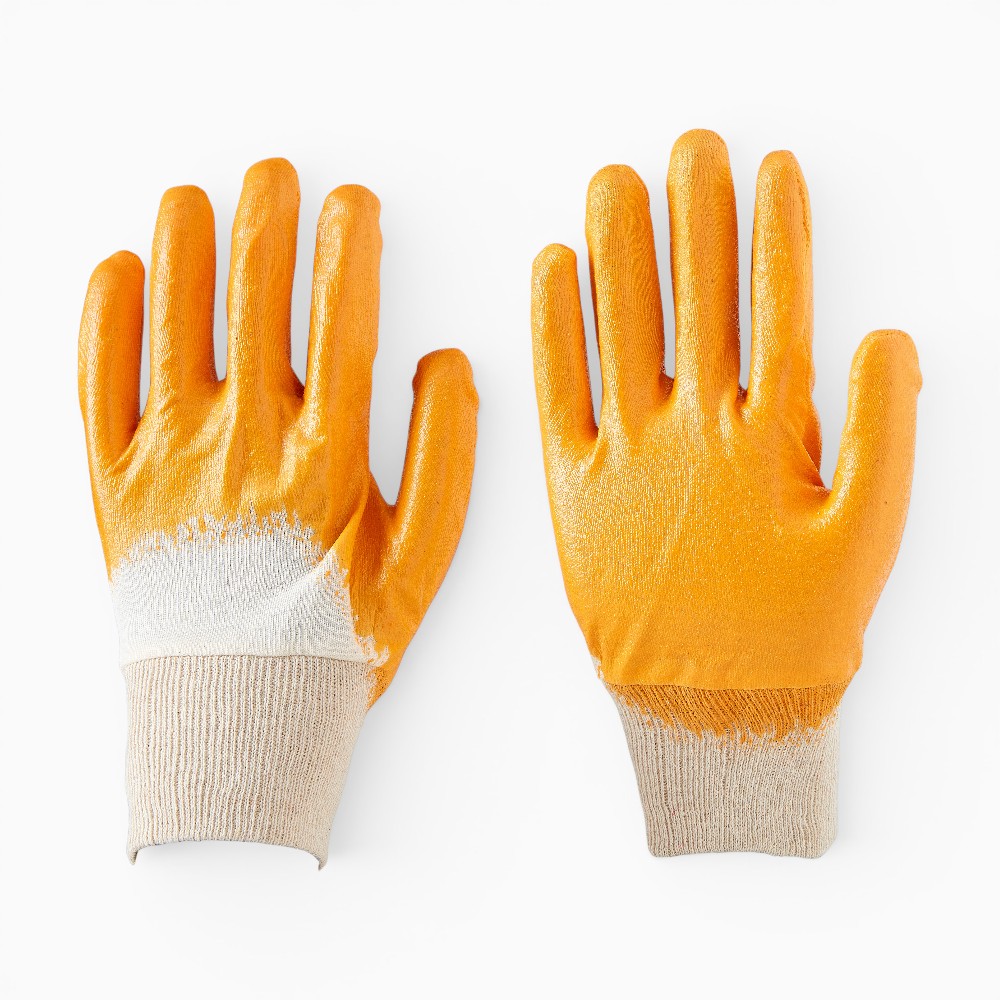 10G Cotton Interlock Three-Quarter Nitrile Coated Work Gloves with Knit Wrist