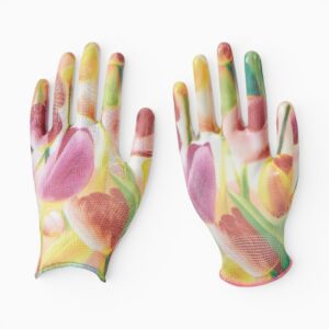 13G Floral Print Polyester Nitrile Palm Coated Gardening Gloves
