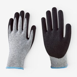 13G Cut Level 5 HPPE Glass Fiber Black Sandy Nitrile Coated Gloves